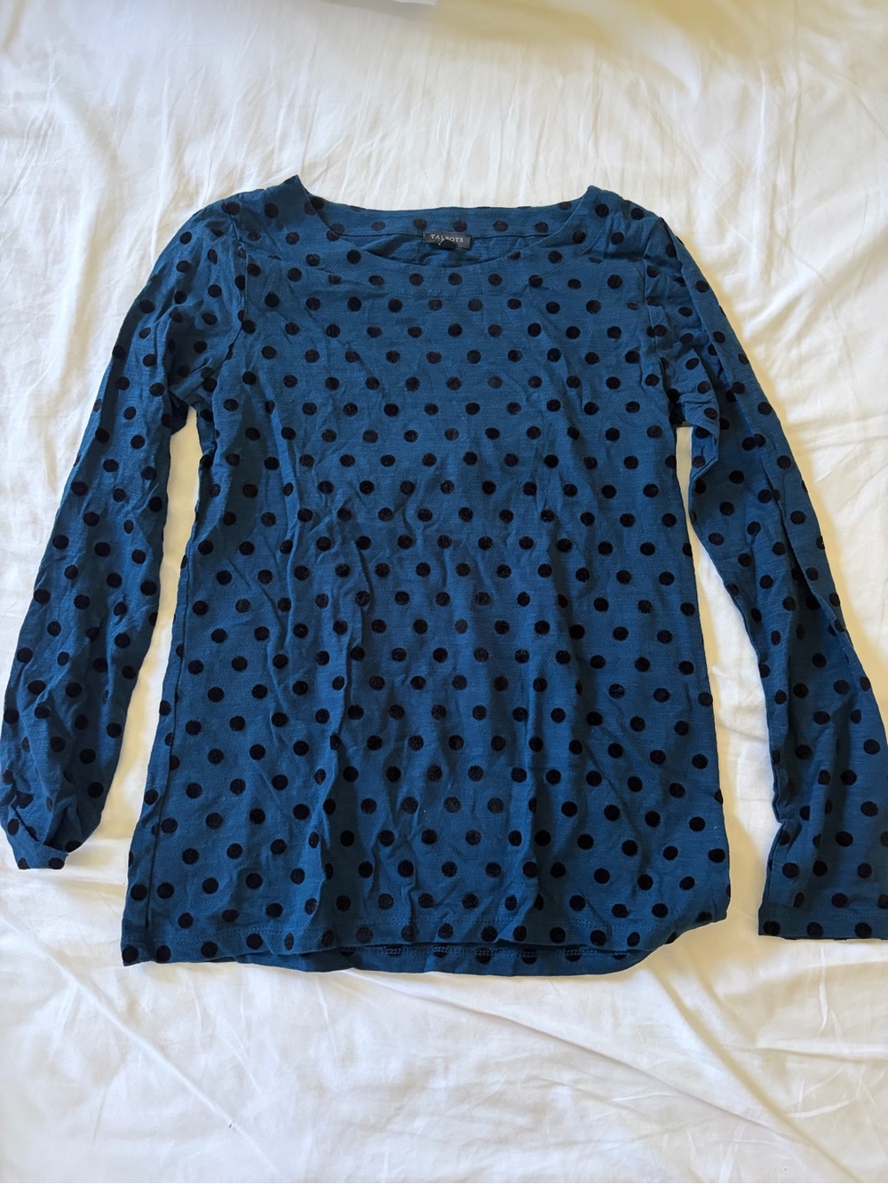 Talbots Navy Blue Long-Sleeve Polka Dot Top